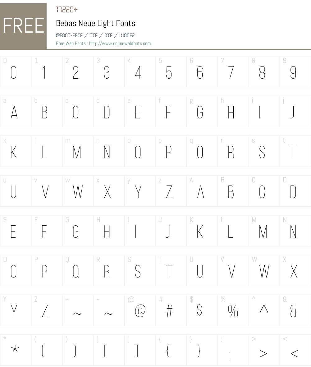 Bebas Neue Light Font Screenshots