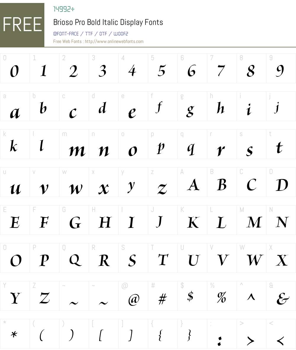 Brioso Pro Font Screenshots