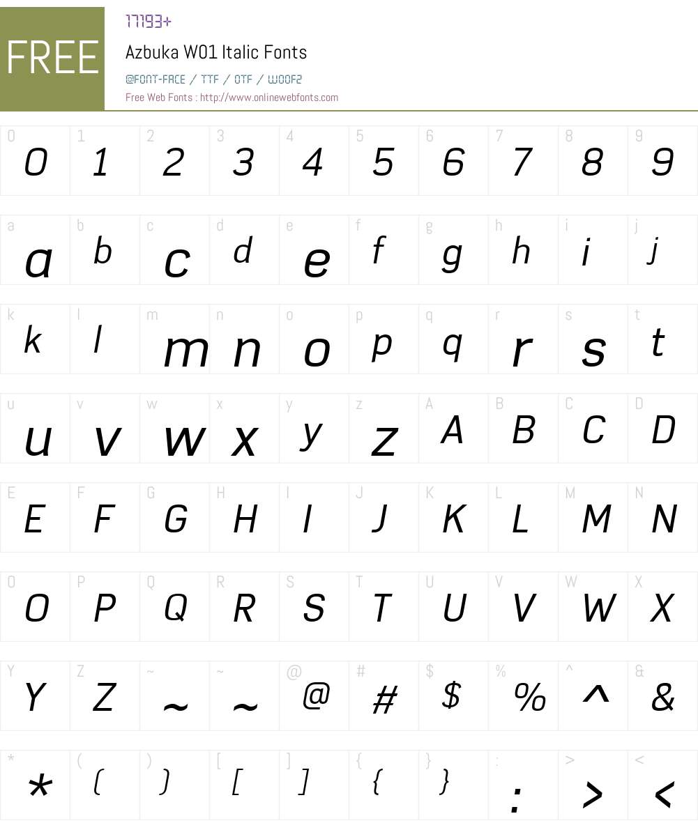 AzbukaW01-Italic Font Screenshots