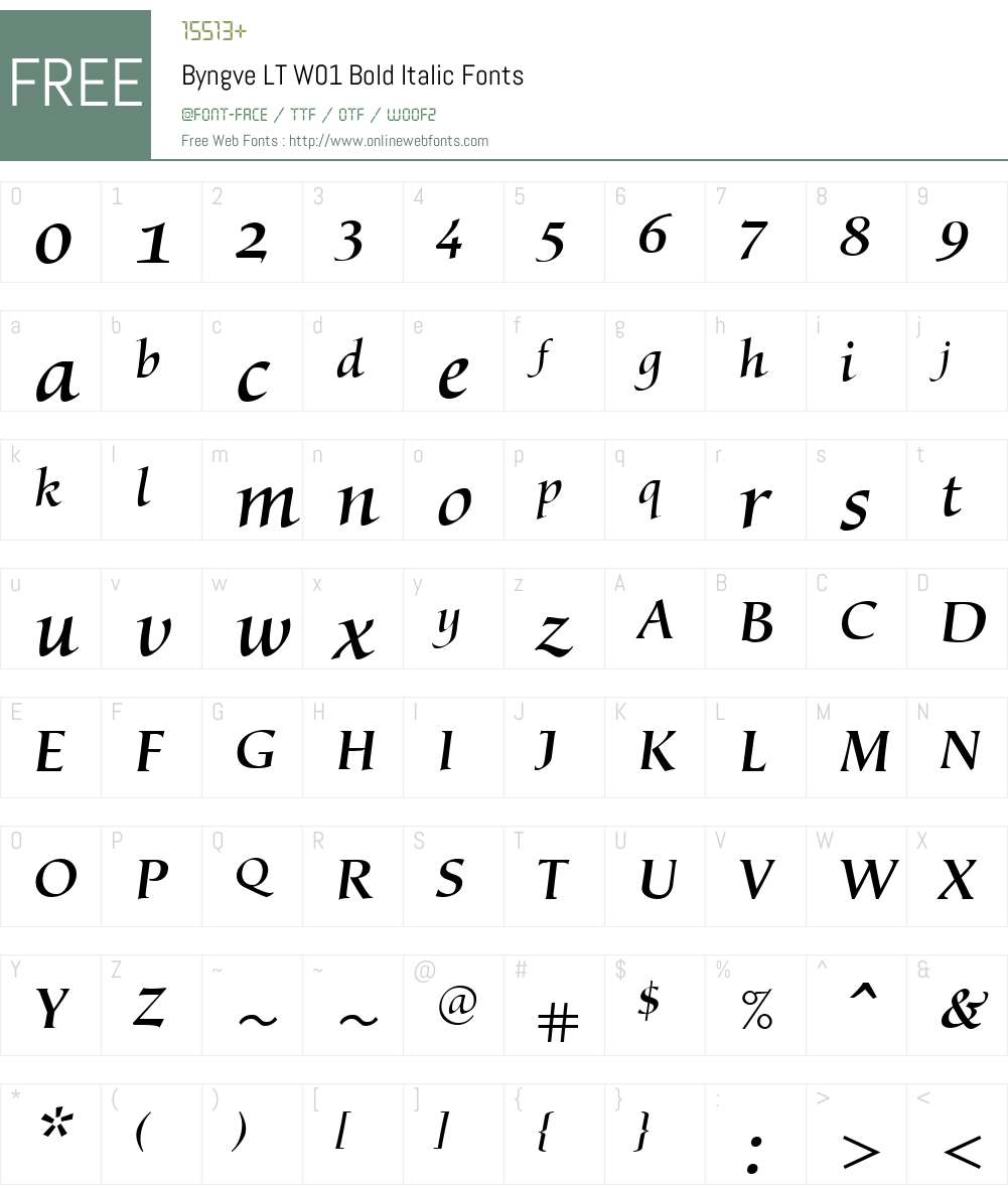 ByngveLTW01-BoldItalic Font Screenshots