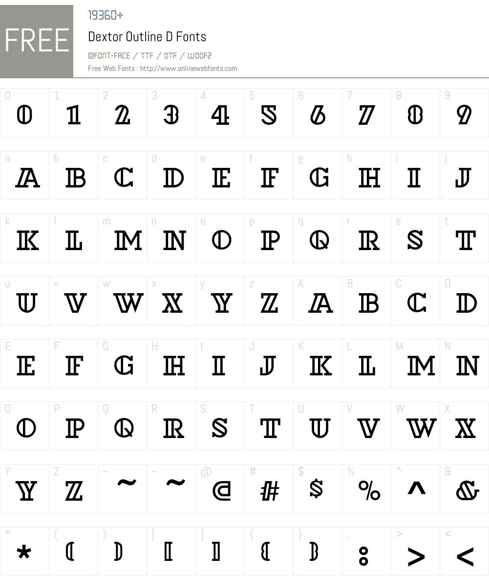 Dextor Outline D Font Screenshots