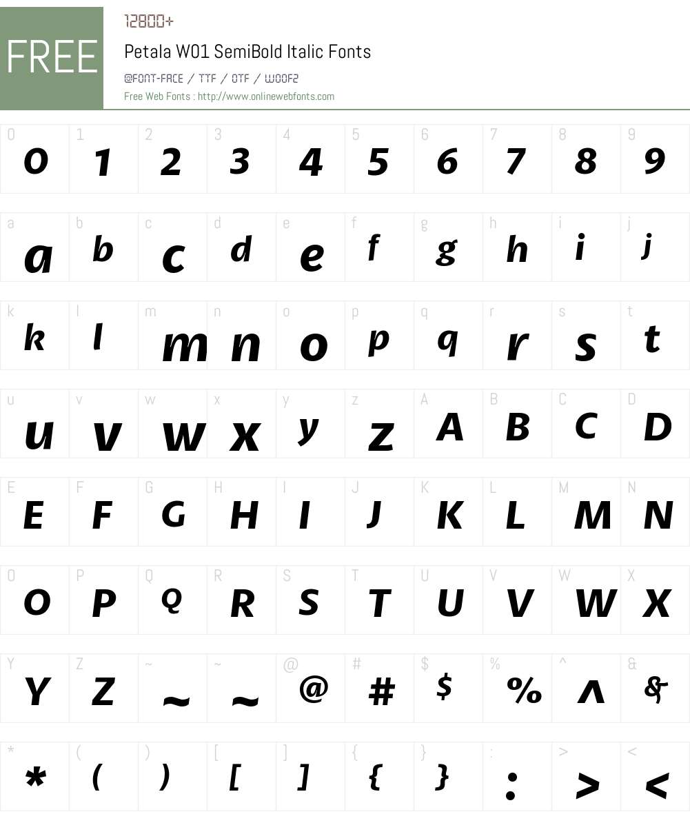 PetalaW01-SemiBoldItalic Font Screenshots