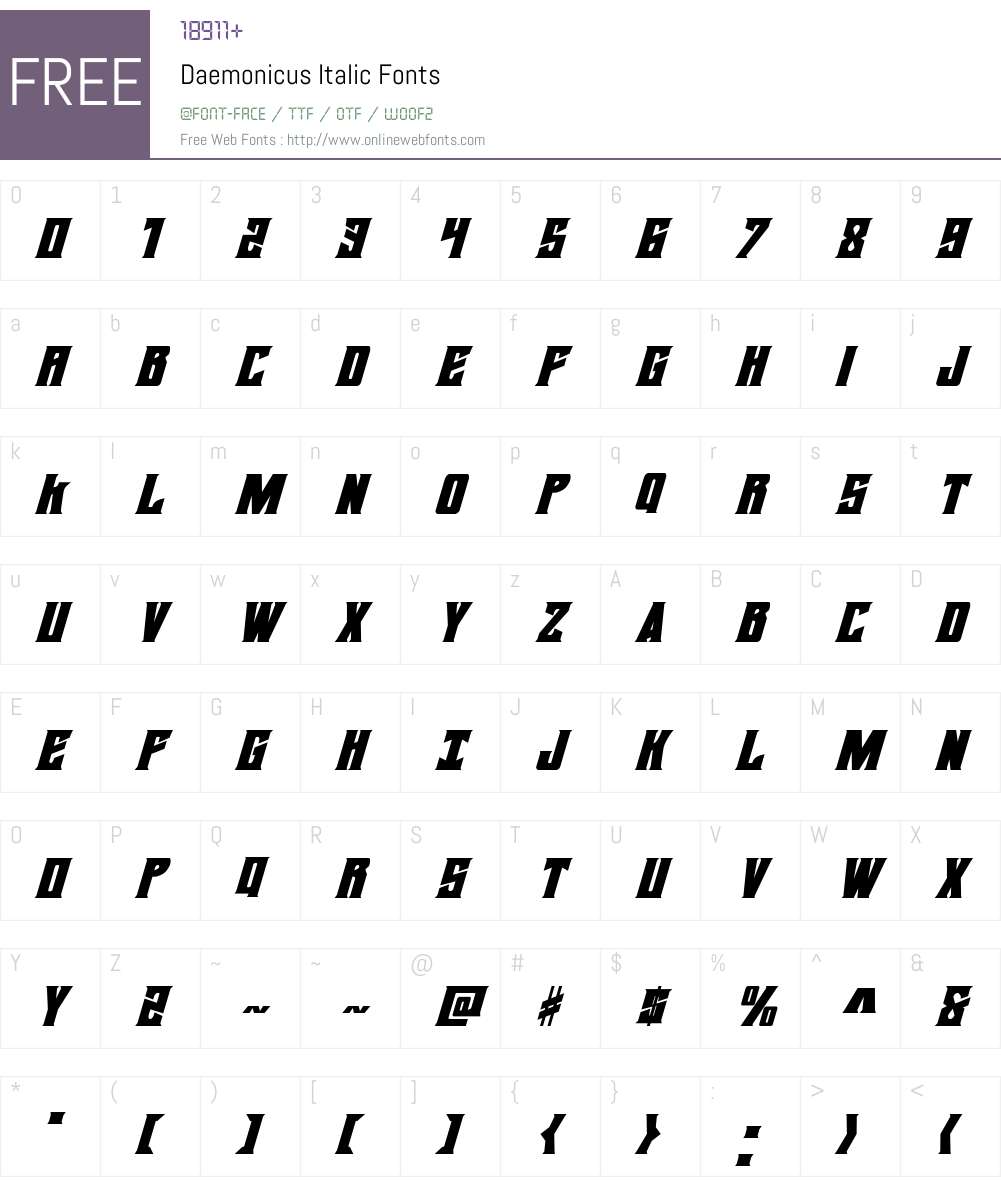 Daemonicus Italic Font Screenshots