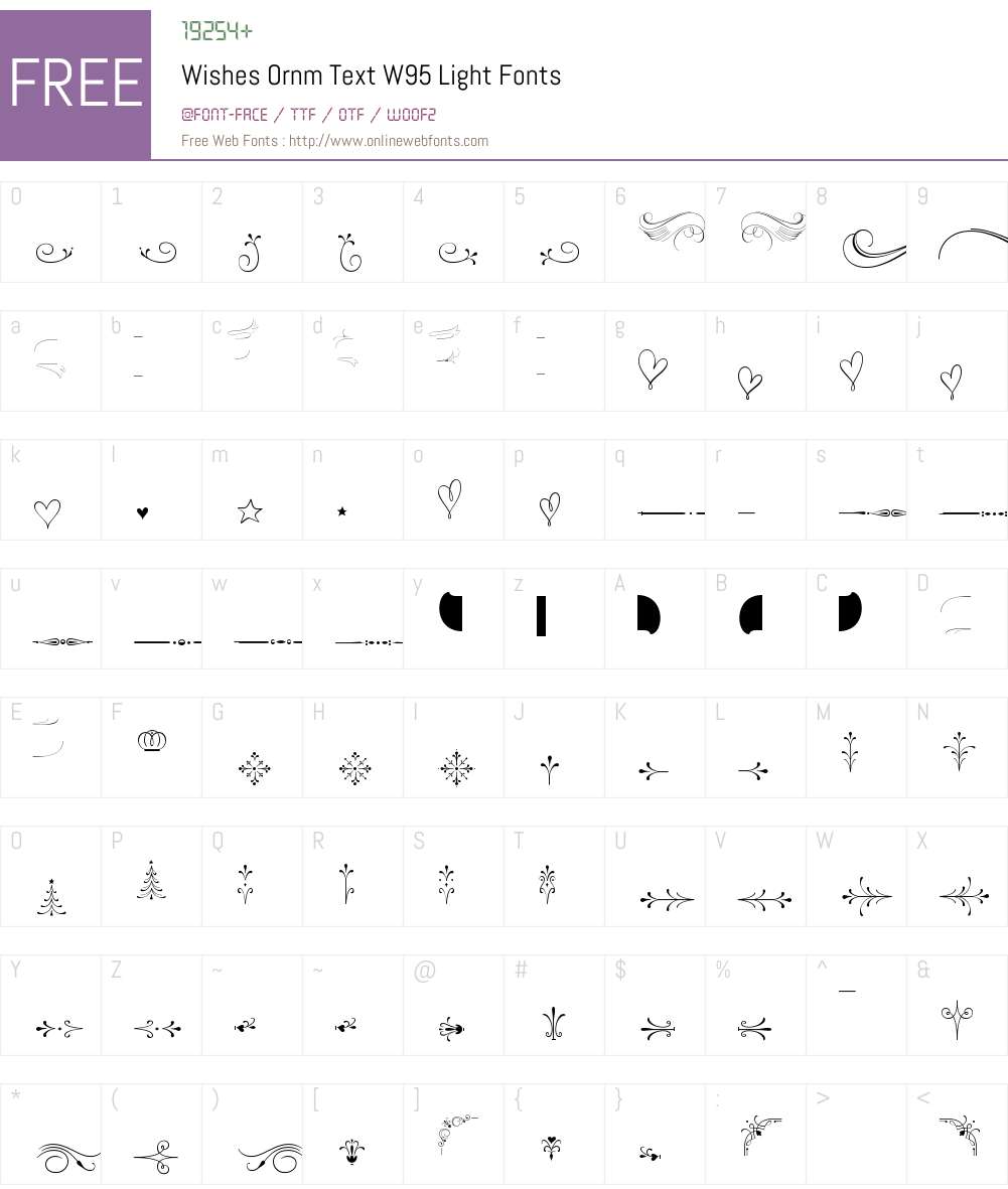 WishesOrnmTextW95-Light Font Screenshots