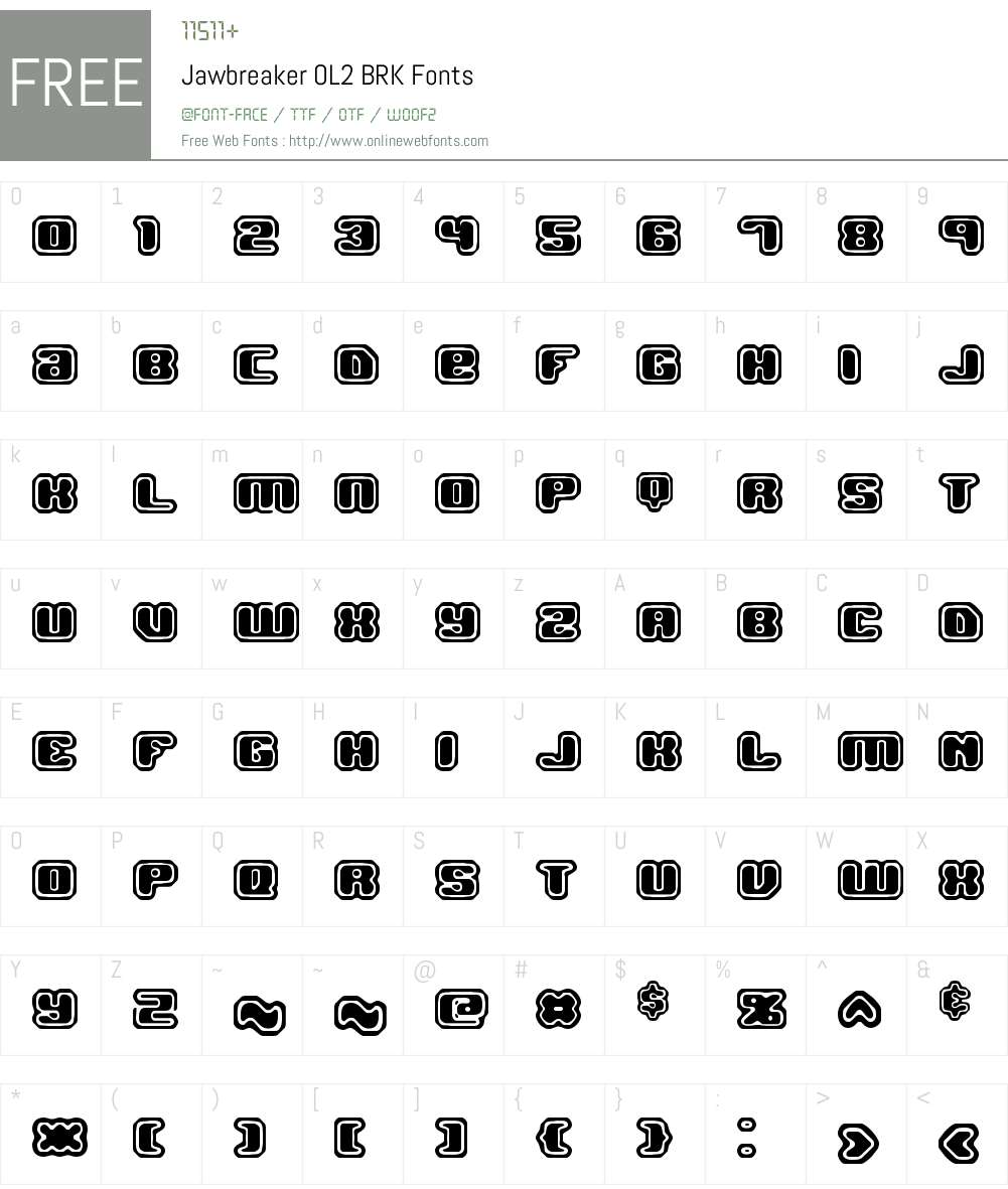 Jawbreaker OL2 BRK Font Screenshots