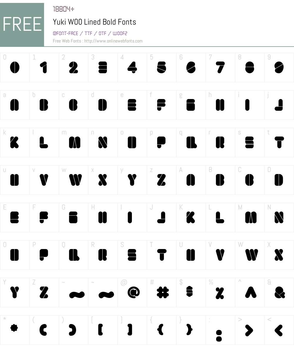 YukiW00-LinedBold Font Screenshots
