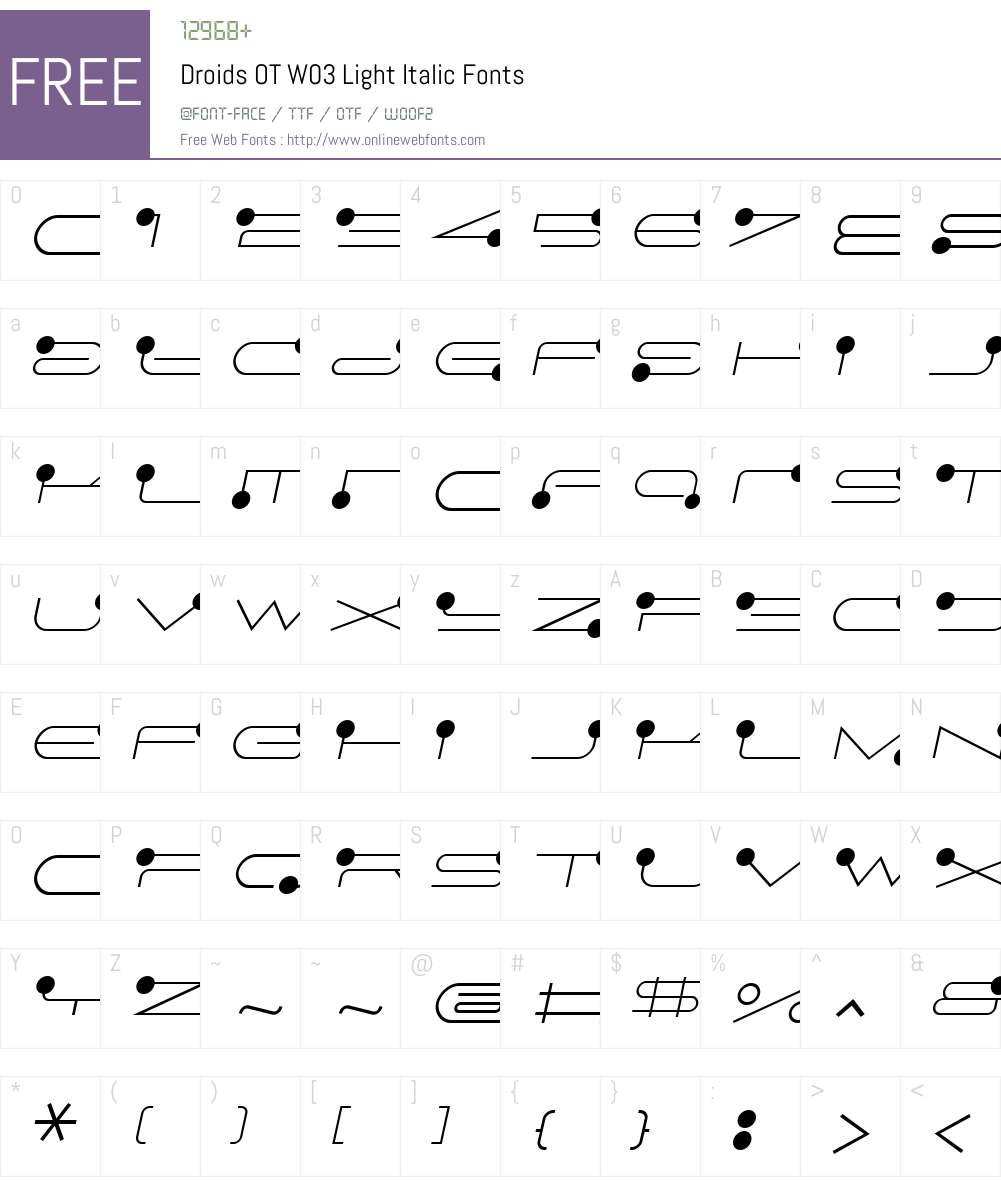 FF Droids Font Screenshots