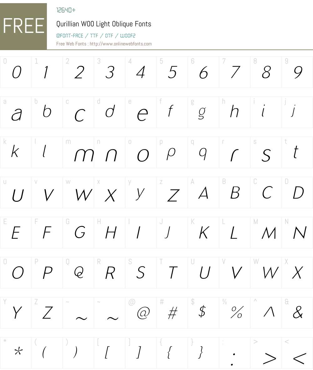 Qurillian Light Oblique Font Screenshots