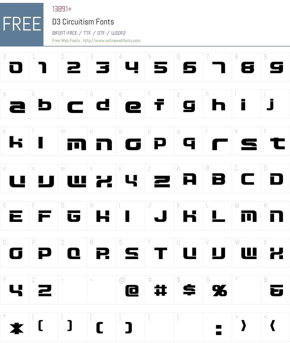 D3 Circuitism Font Screenshots