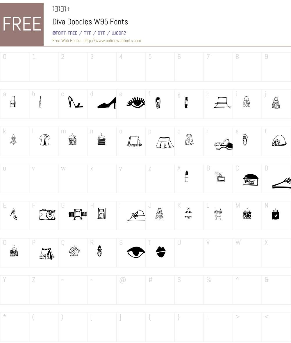 DivaDoodlesW95 Font Screenshots