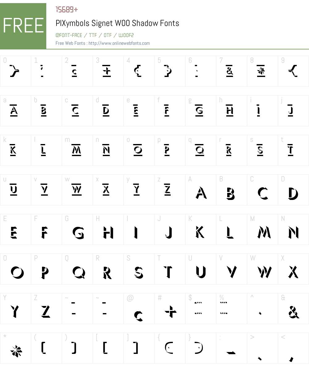 PIXymbolsSignetW00-Shadow Font Screenshots