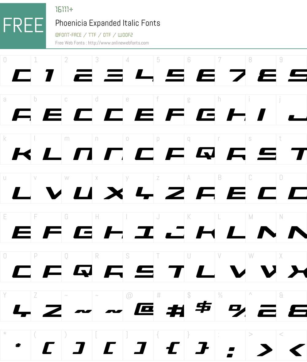 Phoenicia Expanded Italic 1.0; 2015 Fonts Free Download