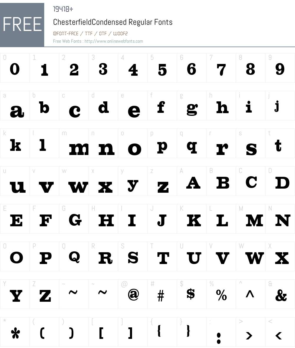 ChesterfieldCondensed Font Screenshots