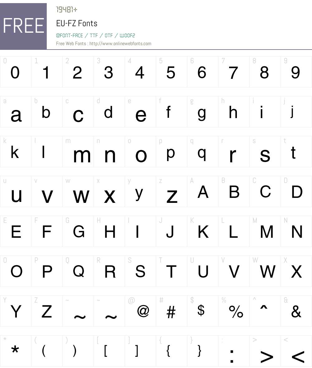 EU-FZ Font Screenshots