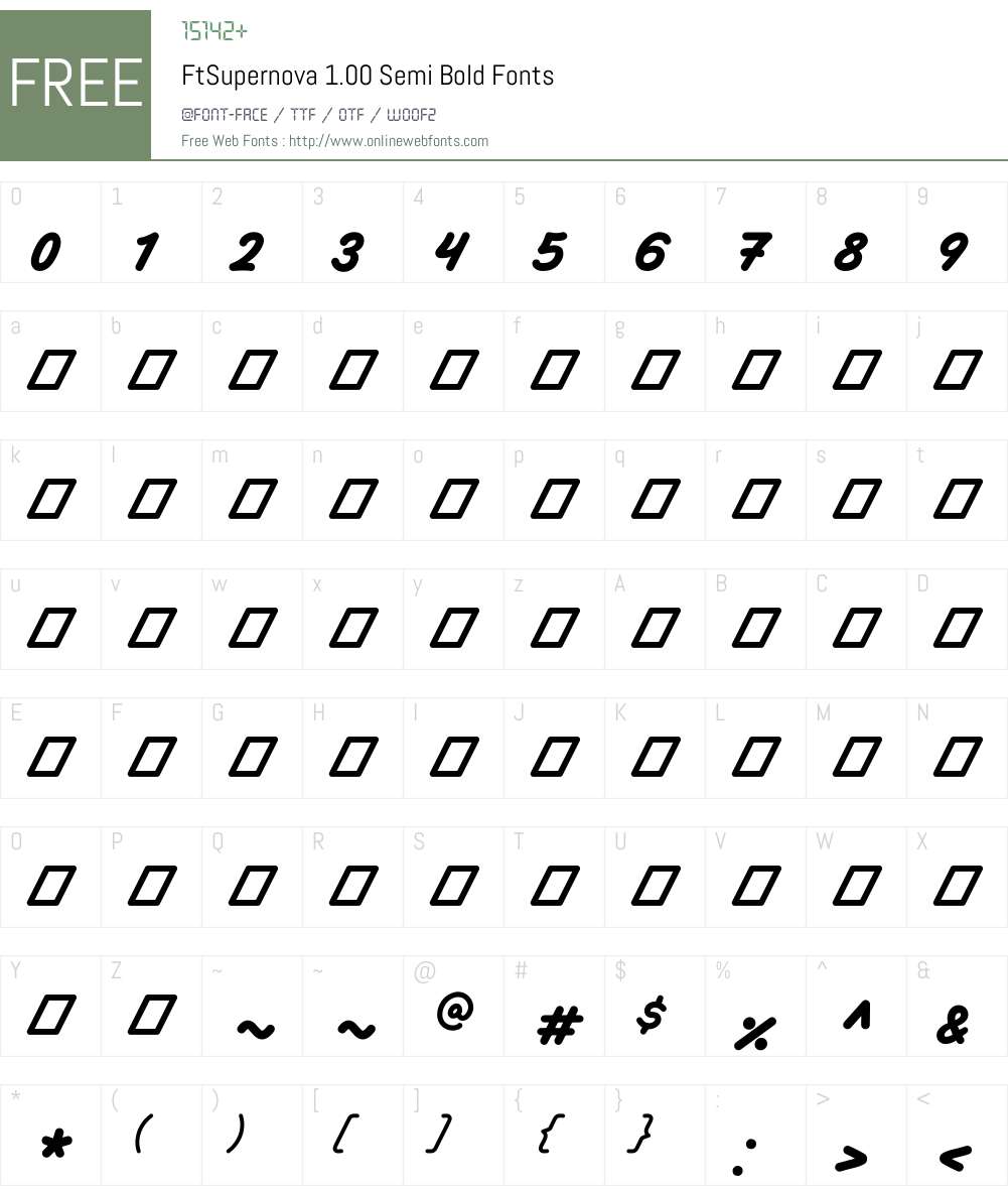 FtSupernova 1.00 Font Screenshots
