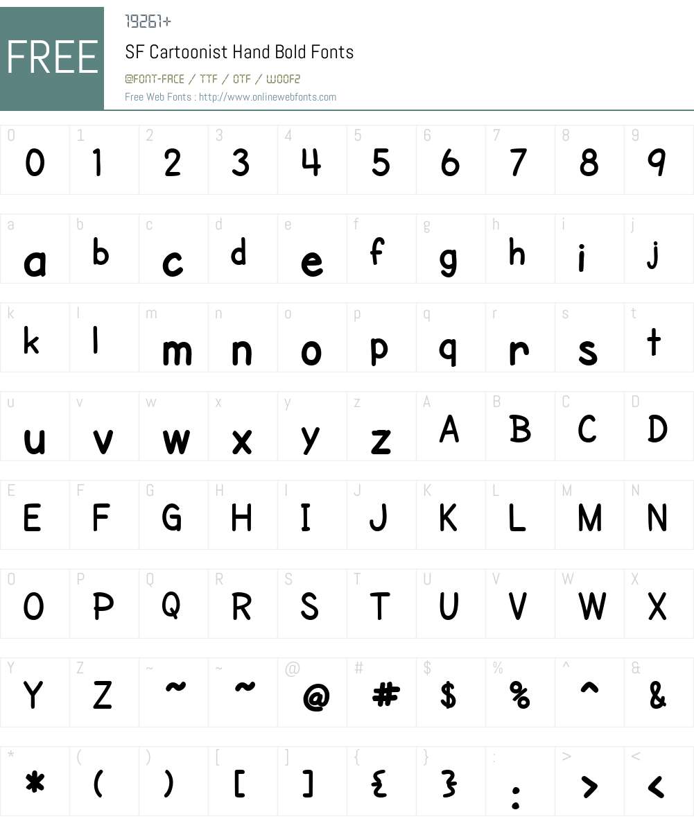 SF Cartoonist Hand Font Screenshots