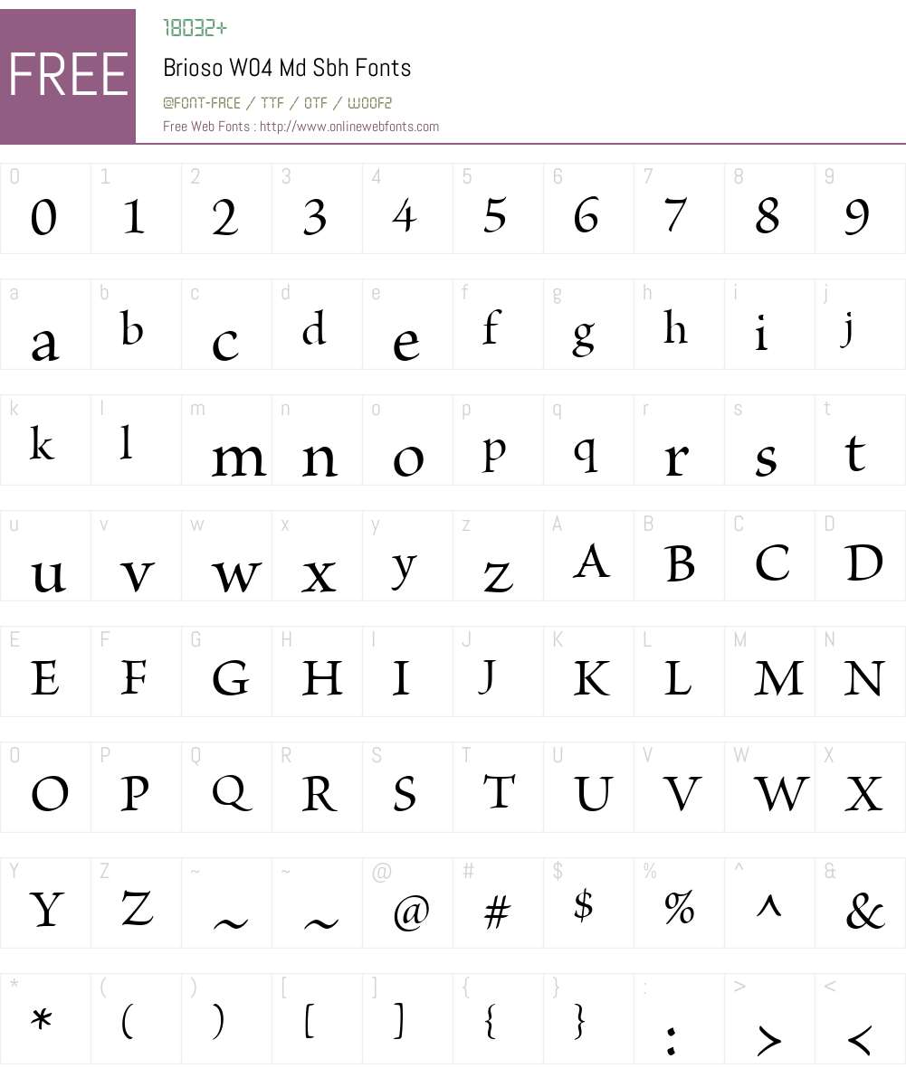 BriosoW04-MdSbh Font Screenshots