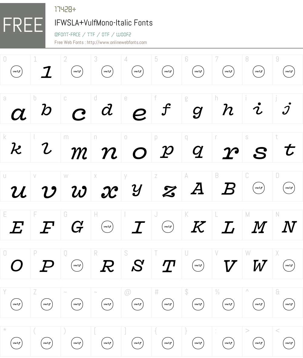 IFWSLA+VulfMono-Italic Font Screenshots