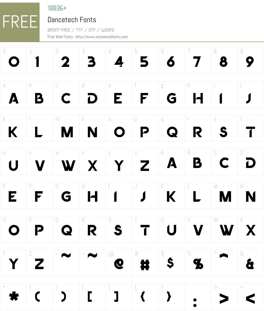 Dancetech Font Screenshots