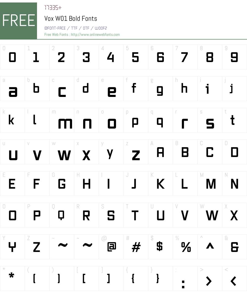 VoxW01-Bold Font Screenshots