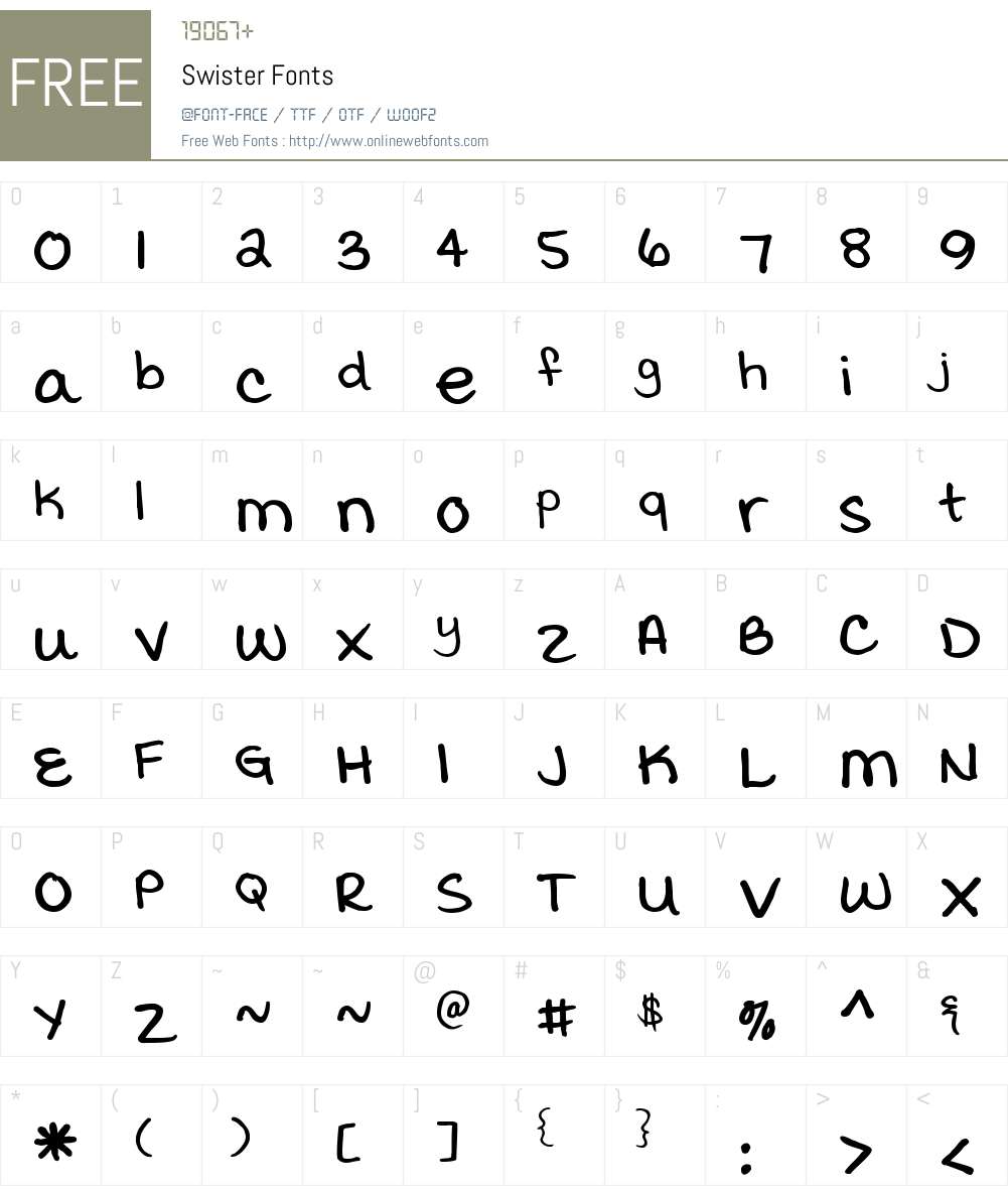 Swister Font Screenshots