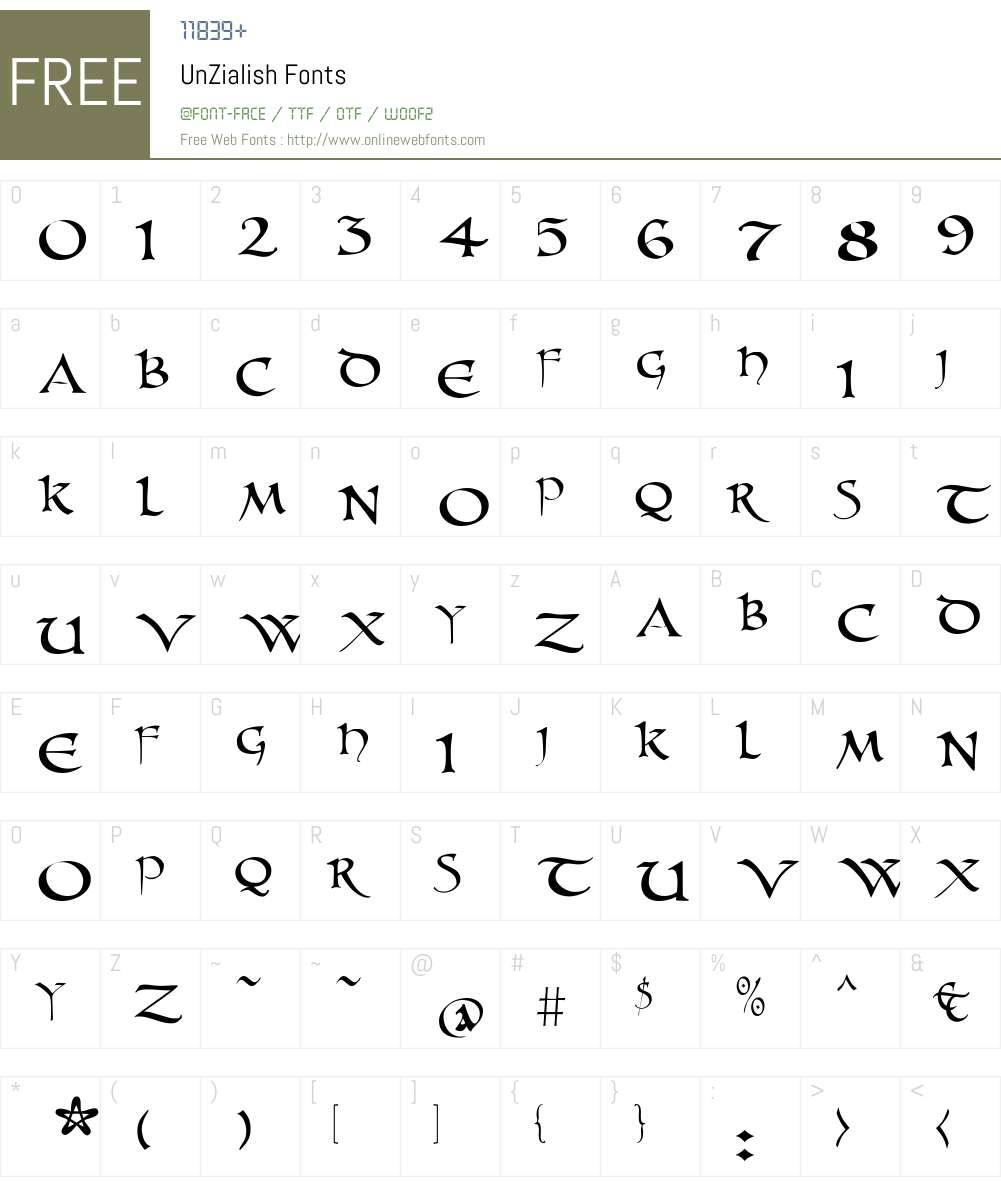 UnZialish Font Screenshots