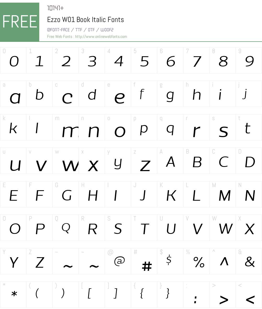 EzzoW01-BookItalic Font Screenshots
