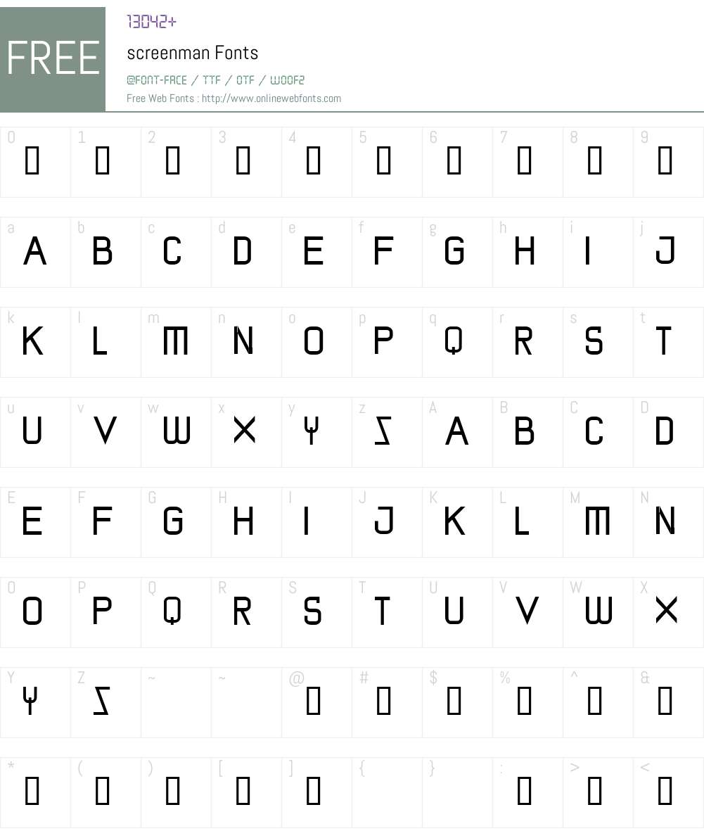 screenman Font Screenshots
