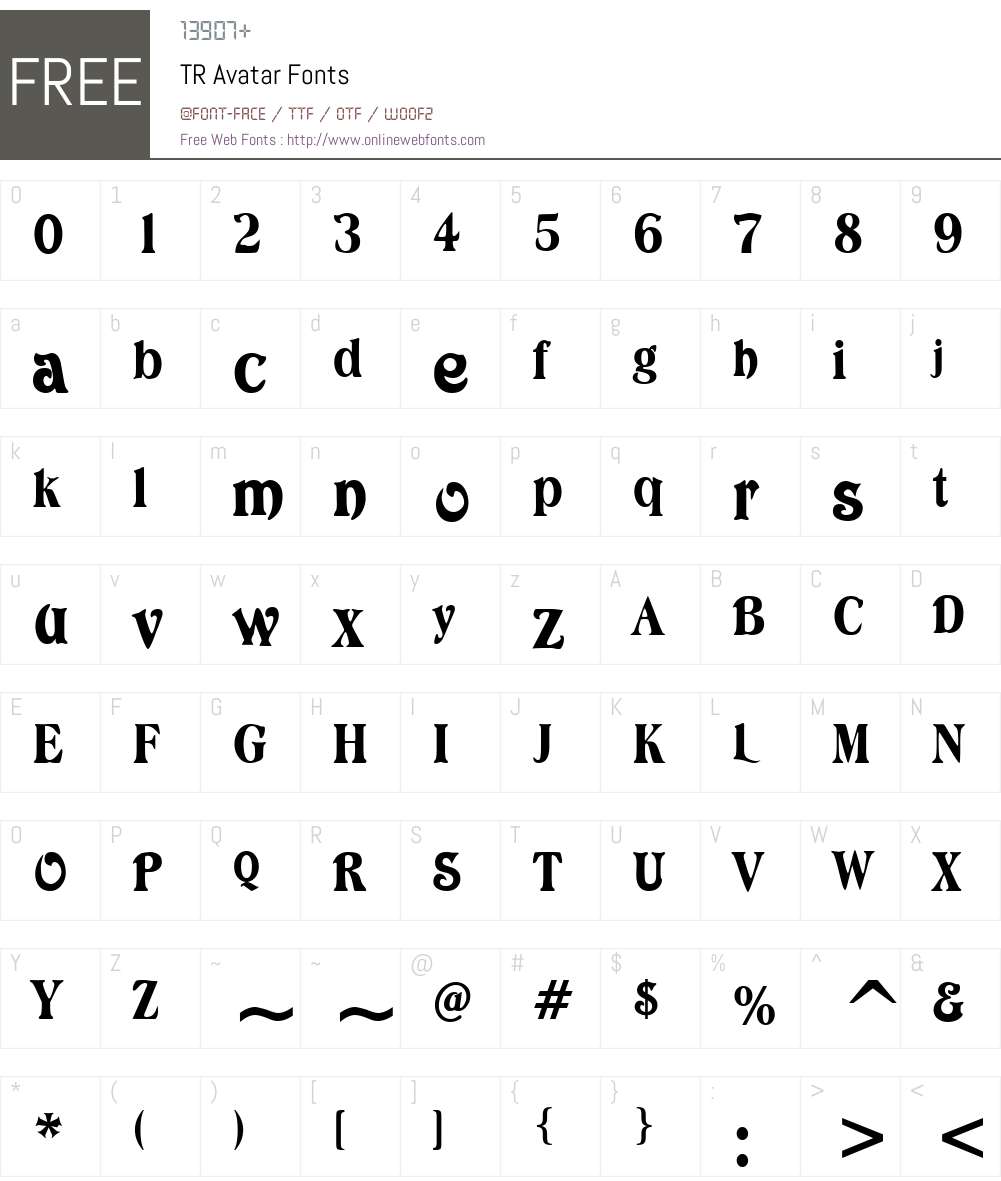 TR Avatar Font Screenshots