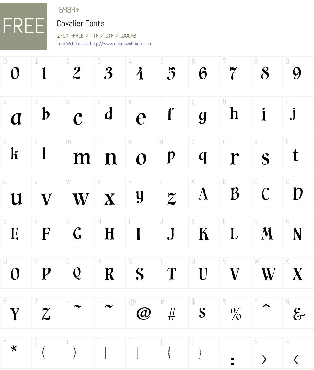 Cavalier Font Screenshots