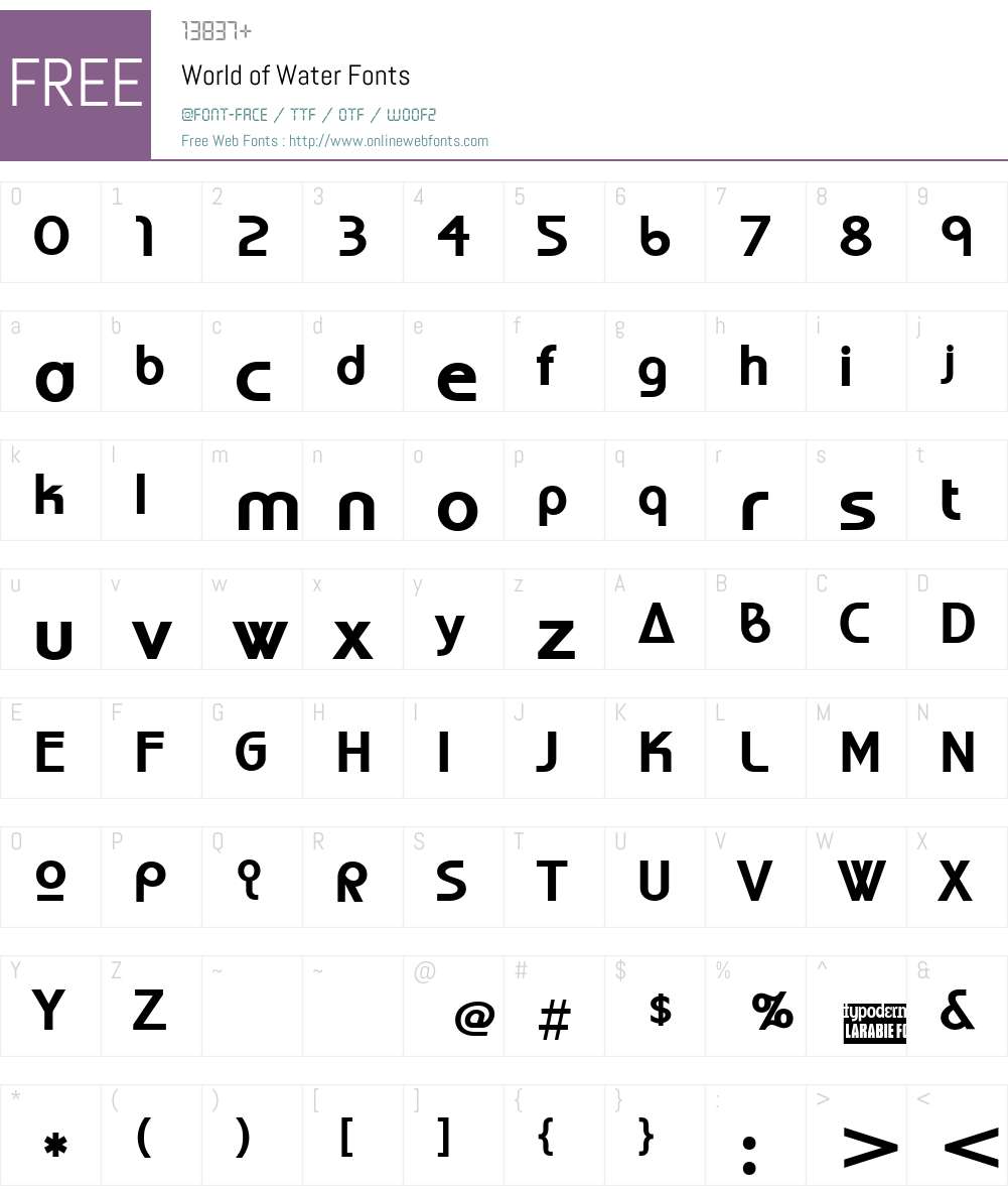 World of Water Font Screenshots