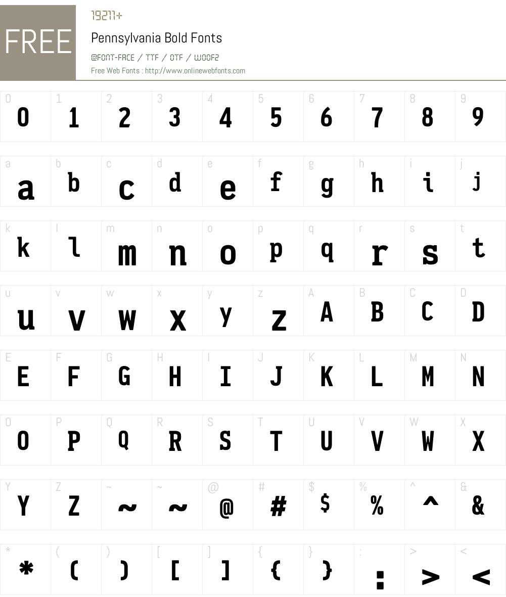 Pennsylvania Font Screenshots