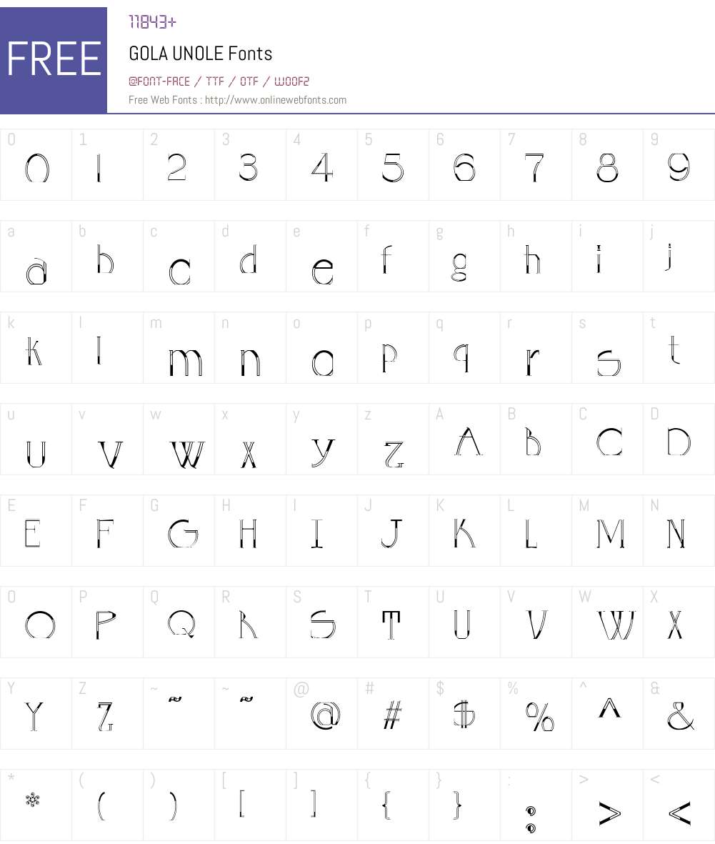 GOLA UNOLE Font Screenshots