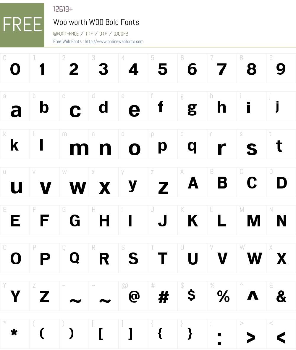 WoolworthW00-Bold Font Screenshots