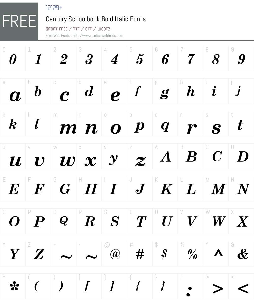 Century Schoolbook Font Screenshots