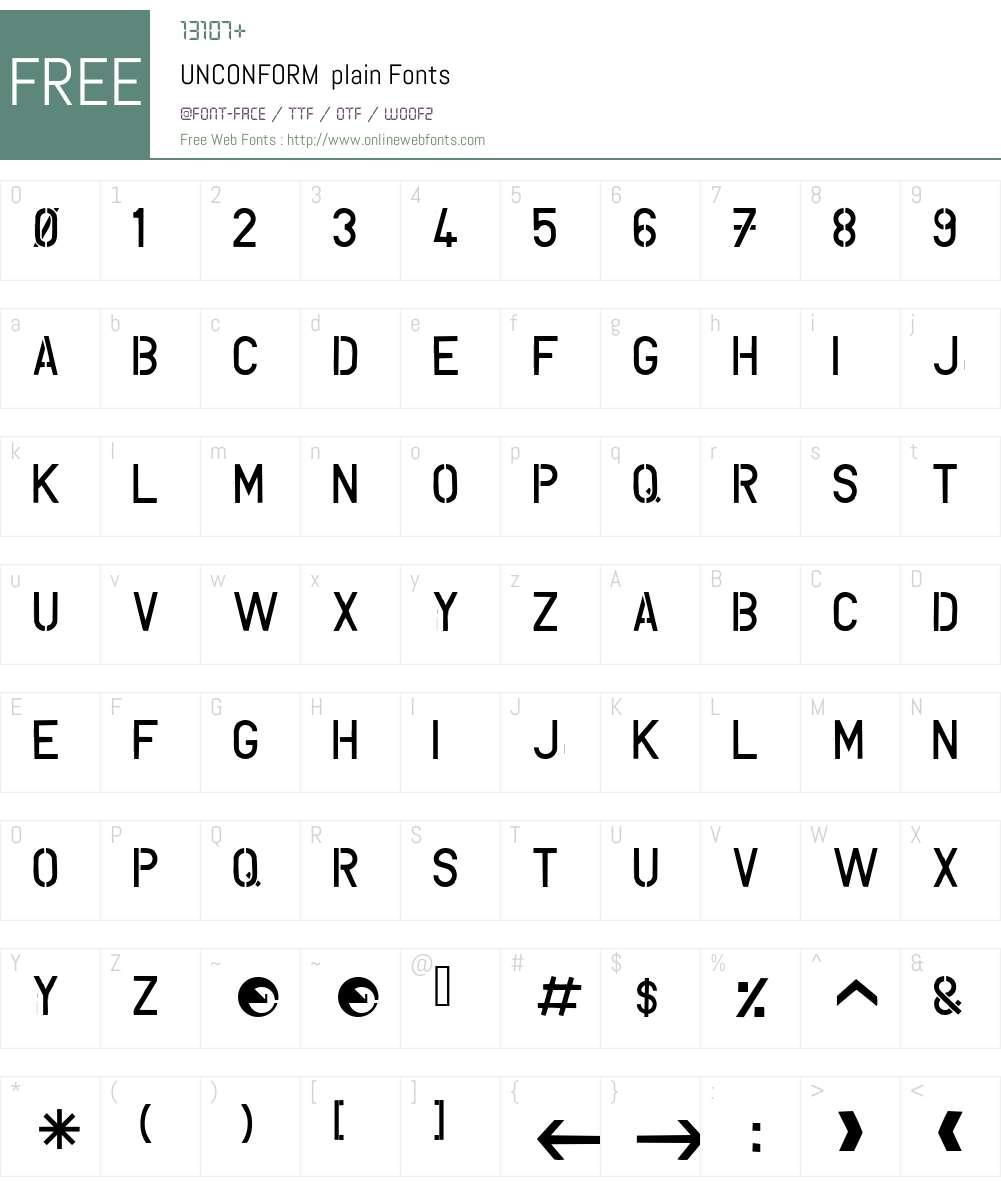 UNCONFORM Font Screenshots
