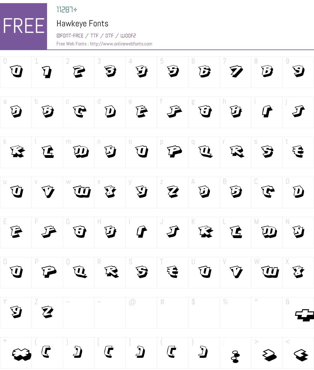 Hawkeye Font Screenshots