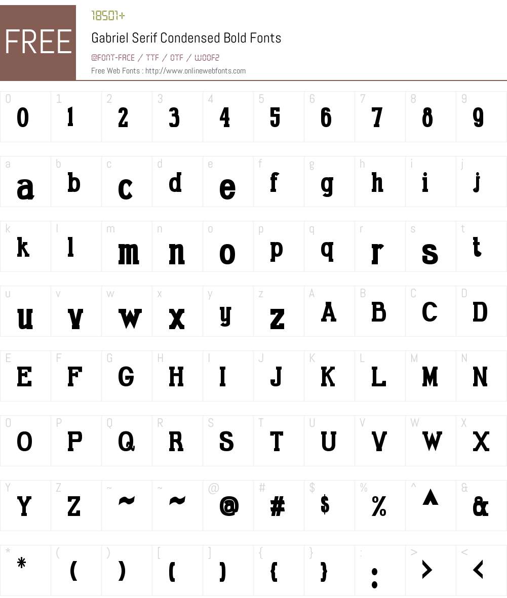 Gabriel Serif Condensed Font Screenshots
