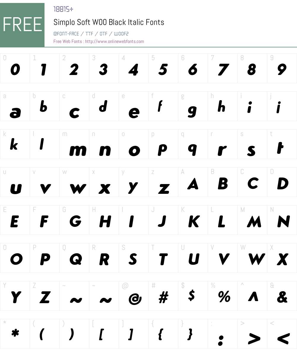 SimploSoftW00-BlackItalic Font Screenshots