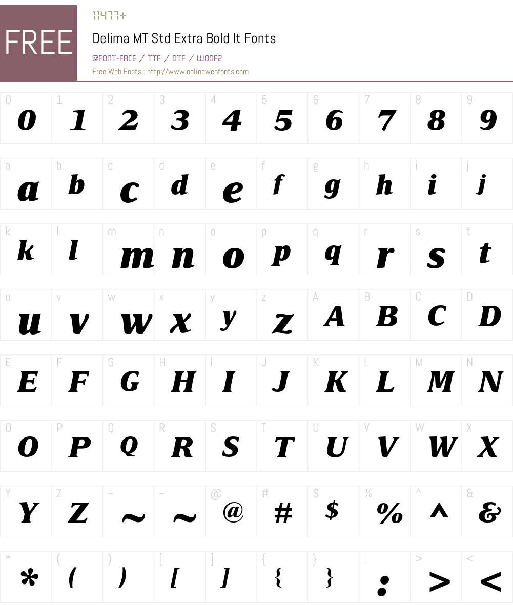 Delima MT Std Font Screenshots