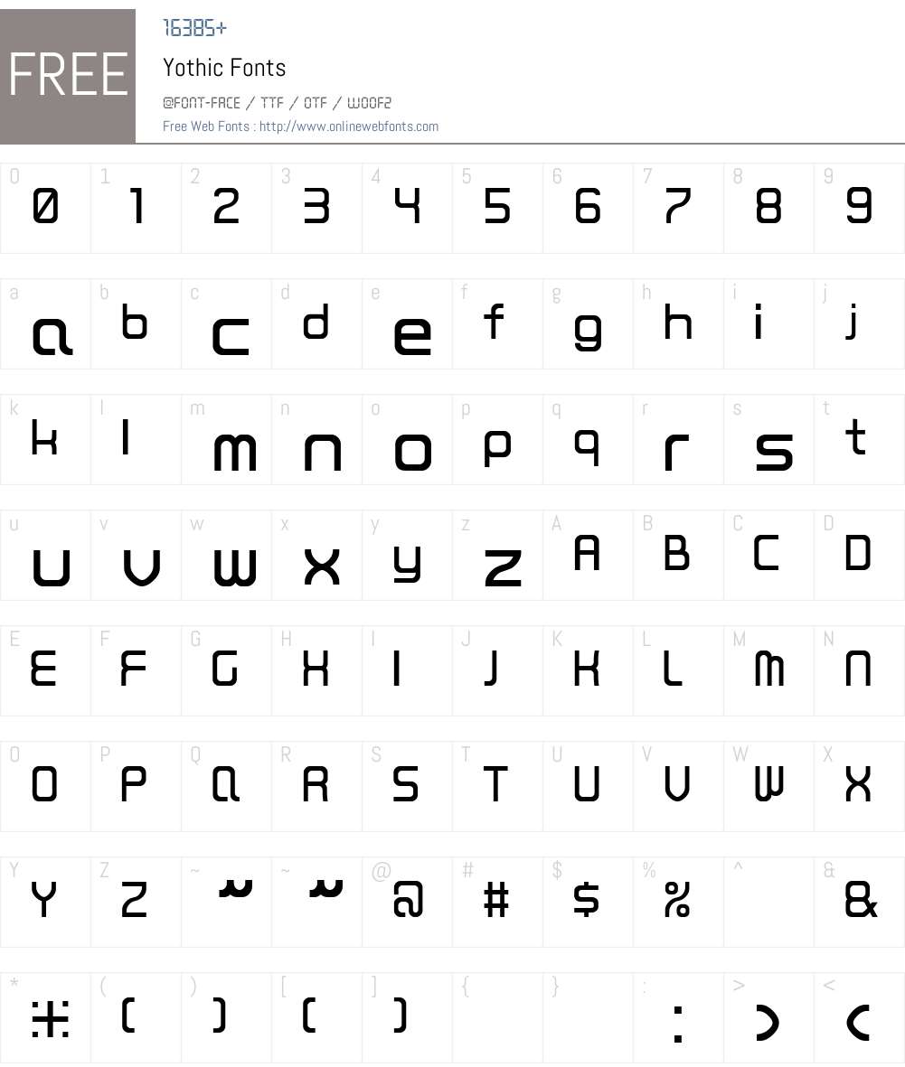 Yothic Font Screenshots