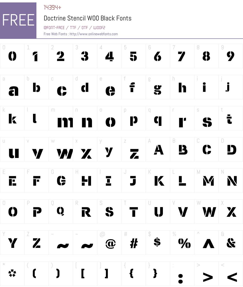 DoctrineStencilW00-Black Font Screenshots
