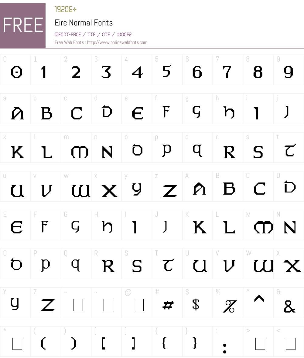 Eire Font Screenshots