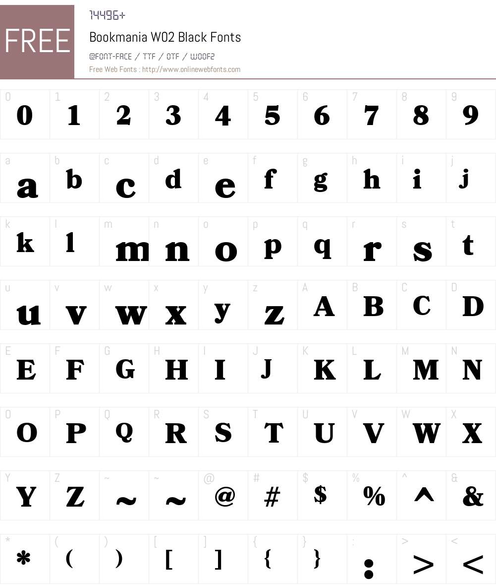 Bookmania Font Screenshots