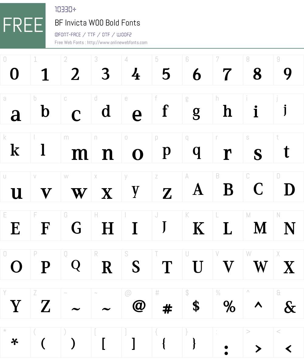 BFInvictaW00-Bold Font Screenshots