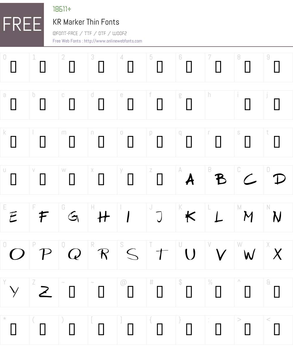 KR Marker Thin Font Screenshots