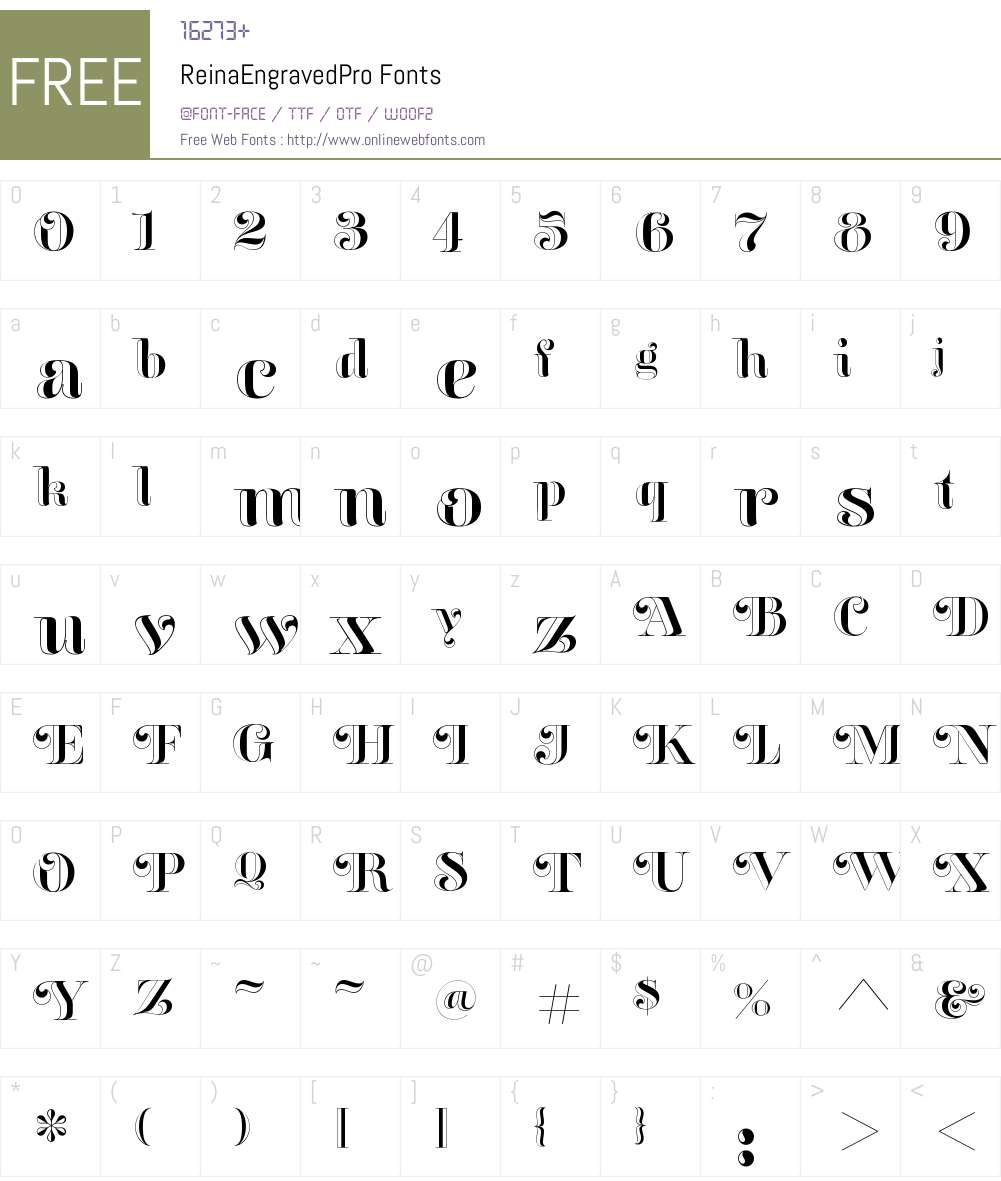 Reina Engraved Pro Font Screenshots