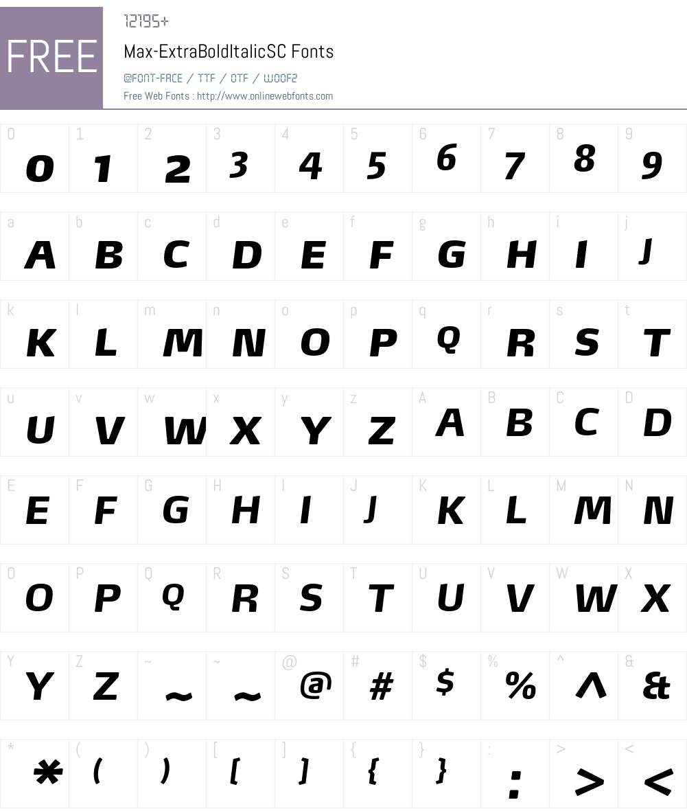 Max-ExtraBoldItalicSC Font Screenshots
