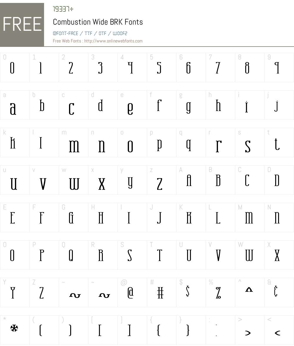 Combustion Wide BRK Font Screenshots