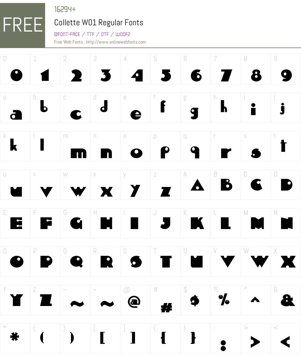 ColletteW01-Regular Font Screenshots